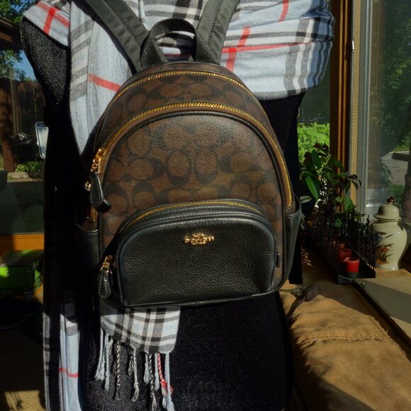 COACH mini Court signature canvas backpack brown and black C8604 EUC - Picture 1 of 13